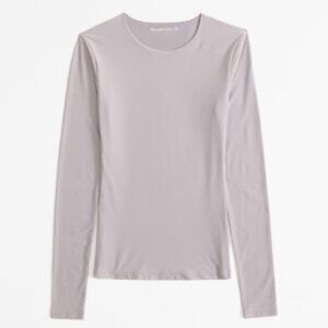 Abercrombie Soft Matte Seamless Tuckable Long-Sleeve Tee | Grey | Size Medium